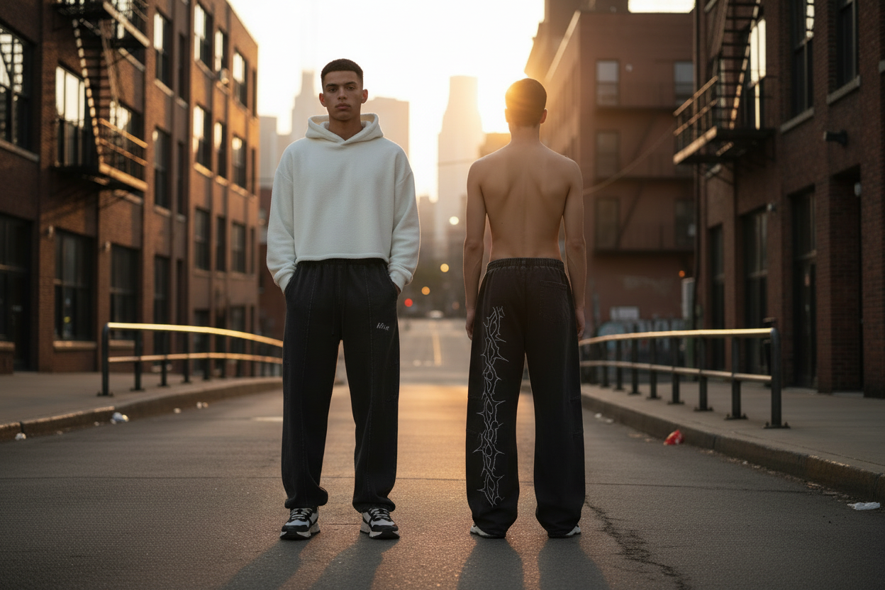Two models wearing the pants